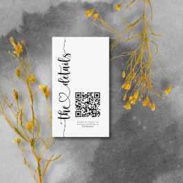 Elegante Schwarz-Weiß-Script-Hochzeitsdetails Begleitkarte