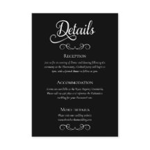 Elegante Schwarz-Weiß-Script-Hochzeitsdetails
