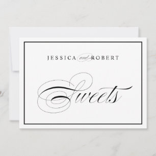 Elegante Schwarz-Weiß-Script-Süßigkeiten Hochzeits