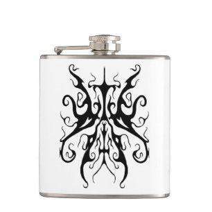 Elegante Schwarz-Weiß-Stammesmaske Abstract Flachmann