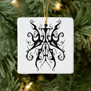 Elegante Schwarz-Weiß-Stammesmaske Abstract Keramikornament
