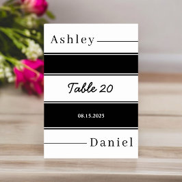 Elegante Schwarz-Weiß Streifen Delikate Hochzeit Tischnummer