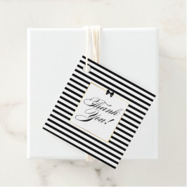 Elegante Schwarz-weiß Stripe-Goldrahmen-Hochzeit Geschenkanhänger