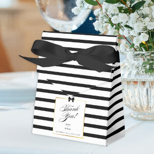 Elegante Schwarz-weiß Stripe-Goldrahmen-Hochzeit Geschenkschachtel