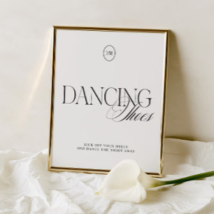 Elegante Schwarz-Weiß-Tanzschuhe Hochzeitsschild