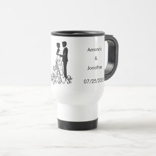 Elegante Schwarz-Weiß-Tasse Save the Date Hochzeit Reisebecher