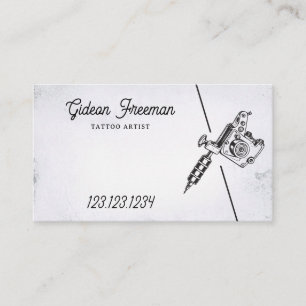 Elegante Schwarz-Weiß-Tattoo-Maschine Visitenkarte