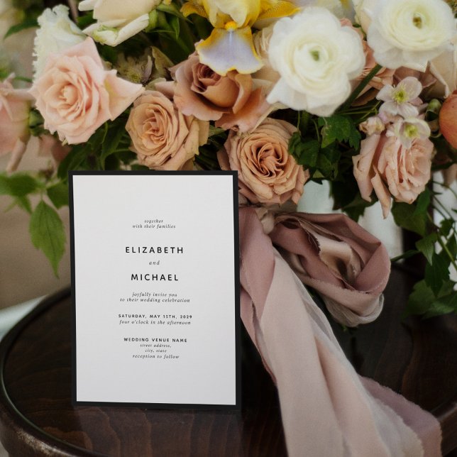 Elegante Schwarz-Weiß-Typografie-Hochzeit Einladung (Von Creator hochgeladen)