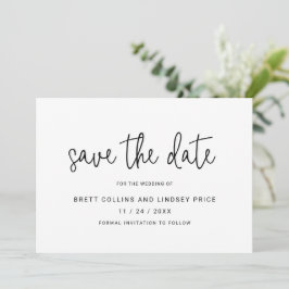 Elegante Schwarz-Weiß-Typografie Moderne Hochzeit Save The Date
