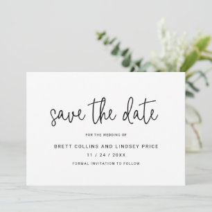 Elegante Schwarz-Weiß-Typografie Moderne Hochzeit Save The Date