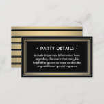 Elegante Schwarz-, Weiß- und Gold-Imitate - Detail Begleitkarte<br><div class="desc">Komplimieren Sie die Party Einladungen in Schwarz und Gold und erhalten Sie wichtige Informationen zu den passenden Gehäusekarten. Alle Formulierungen auf dieser Vorlage sind einfach zu anpassen für jeden Anlass. Diese Karte enthält die Feste Details Ihrer Wahl wie Anfahrtsbeschreibung, Website, besondere Wünsche, Unterkünfte, Empfang, uAwg, etc. Das Design besticht durch...</div>