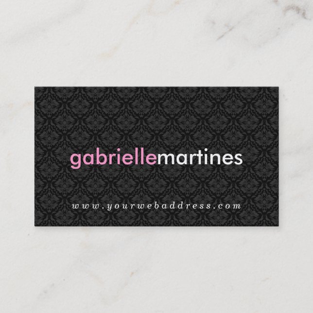 Elegante Schwarz-Weiß-Vintage Damaskus Visitenkarte (Vorderseite)