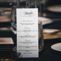 Elegante Schwarz-Weiß-Vorlagen zum Hochzeitsmenü