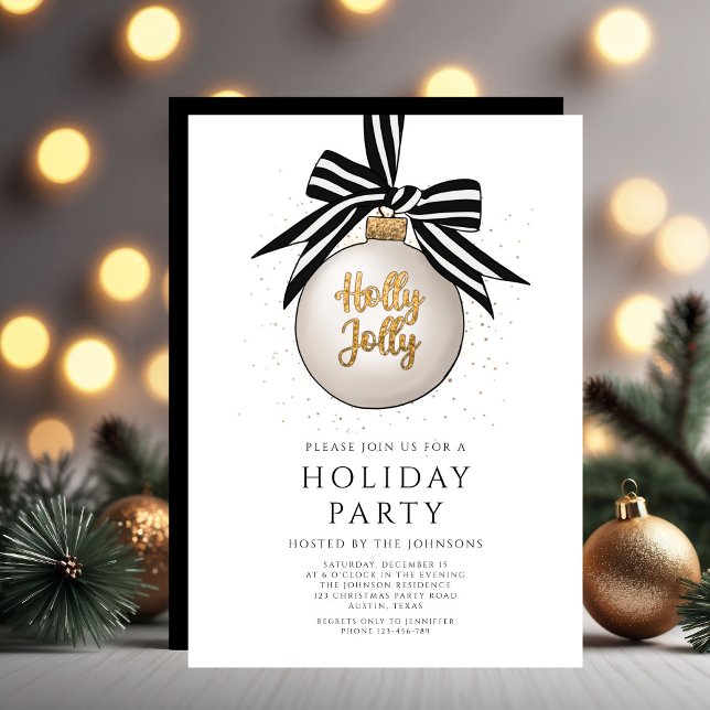 Elegante Schwarz-Weiß Weihnachtsfeier Einladung (Elegant Black And White Christmas Holiday Party Invitation
)