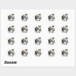 Elegante Schwarz-Weiß-WeihnachtsschmuckSticker Runder Aufkleber