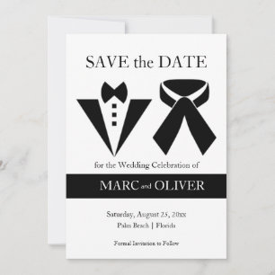 Elegante Schwarz-Weiß-Weiß-Hochzeit Save The Date