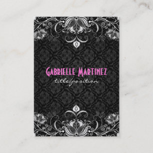 Elegante Schwarz-Weiß-Wirbel mit Vintager Blüte Visitenkarte