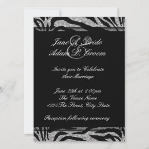 Elegante Schwarz-Weiß-Zebra-Hochzeit Einladung