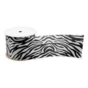 Elegante Schwarz-Weiß-Zebra-Print-Safari-Geburtsta Satinband