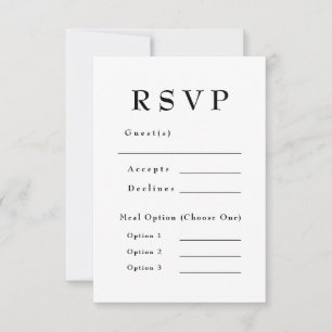 Elegante Schwarz & Weiß-Zeitlose Hochzeit RSVP Karte