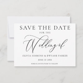 Elegante Schwarz & Weiß Zeitlose Moderne Hochzeit Save The Date