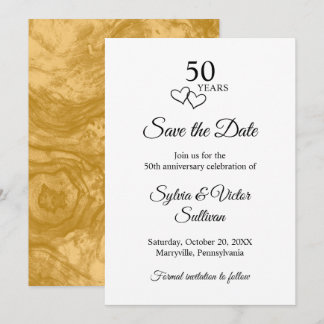Elegante schwarz-weiße 50. Hochzeitstag-Feier Save The Date