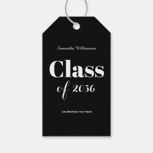 Elegante schwarz-weiße Abschlussfeier anpassbar Geschenkanhänger