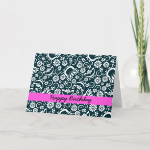 Elegante Schwarz-weiße Blumenkarte Geburtstagskart Karte