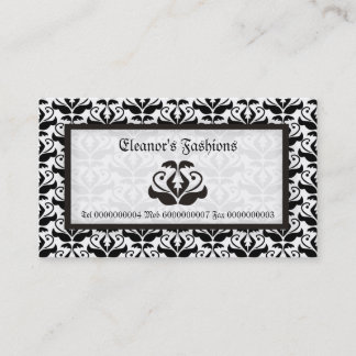 Elegante Schwarz-weiße Damask-Visitenkarten Visitenkarte