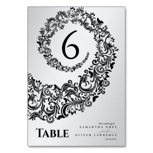 Elegante Schwarz-Weiße Damast-Tischnummern für die Tischnummer