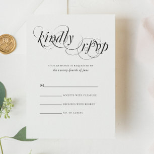 Elegante Schwarz-weiße feierliche Hochzeit RSVP Karte