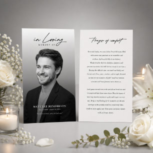 Elegante schwarz-weiße Funeral-Foto-Gebetskarte