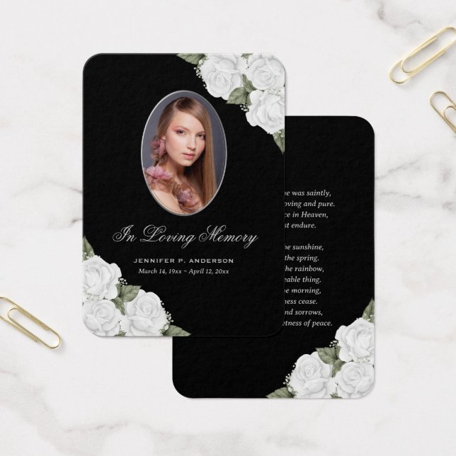 Elegante Schwarz-weiße Gedenkkarte (Büro)