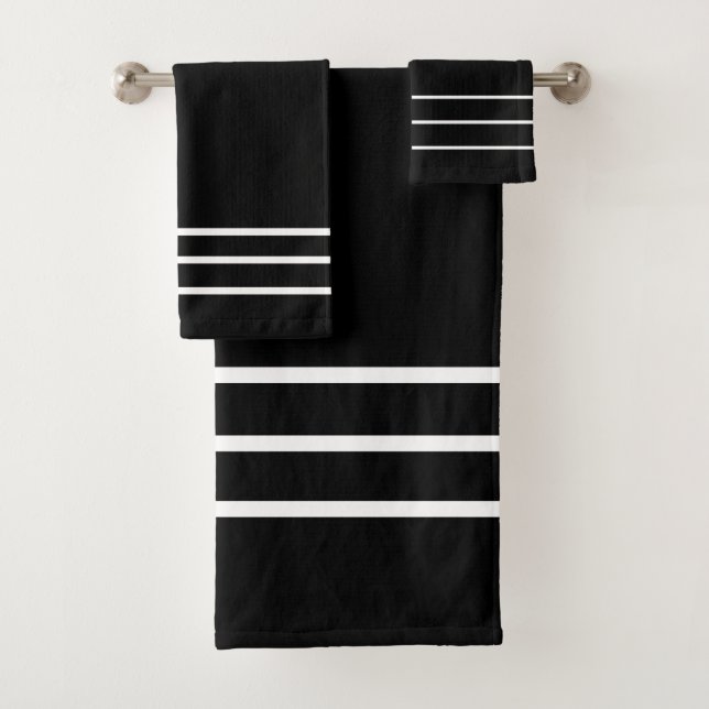 Elegante, Schwarz-weiße gestreifte Badezimmer-Deko Badhandtuch Set (Insitu)