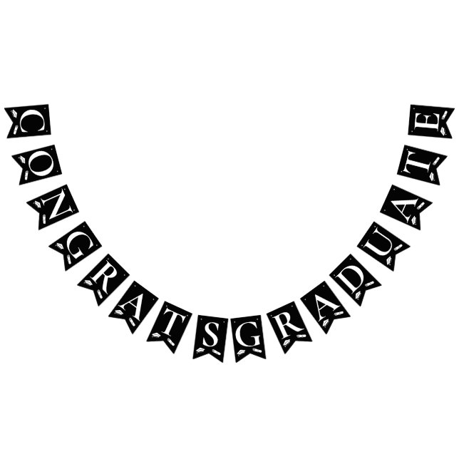 Elegante Schwarz-weiße Glückwunsch Graduate Cap, D Wimpelkette (Alle)