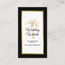 Elegante Schwarz-weiße Gold Palm Tree Wedding Webs Begleitkarte