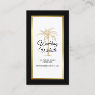 Elegante Schwarz-weiße Gold Palm Tree Wedding Webs Begleitkarte