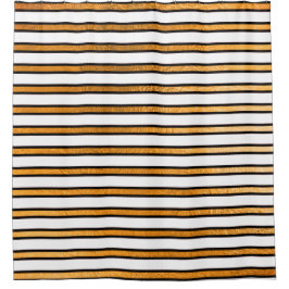 Elegante Schwarz-weiße Goldene Streifen Piazza del Duschvorhang