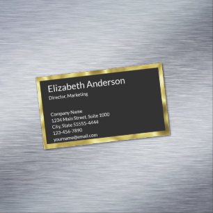 Elegante Schwarz-weiße Goldname Stellenbezeichnung Magnetische Visitenkarte