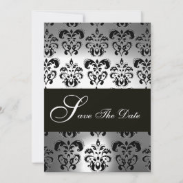 ELEGANTE SCHWARZ-WEISSE GRAUENDAMASK MONOGRAMM-Hoc Save The Date