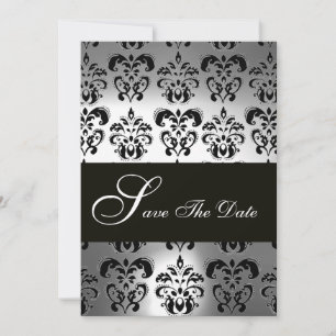 ELEGANTE SCHWARZ-WEISSE GRAUENDAMASK MONOGRAMM-Hoc Save The Date