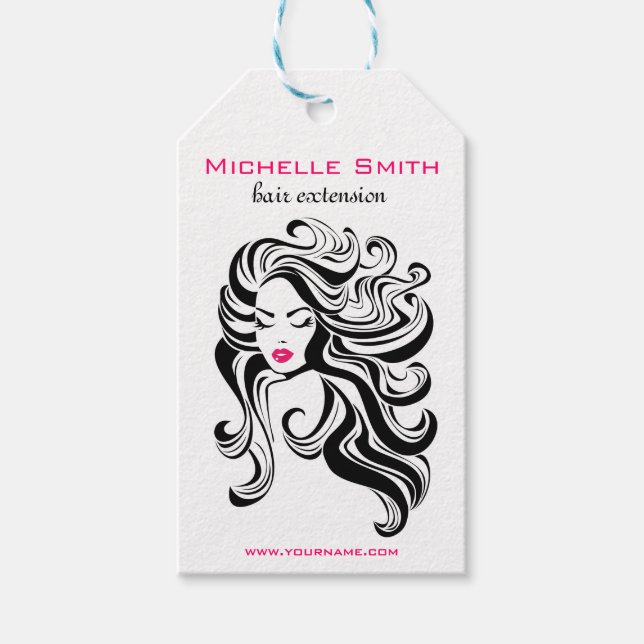 Elegante Schwarz-weiße Haarverlängerungen für Wavy Geschenkanhänger (Vorderseite)