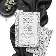 Elegante schwarz-weiße handgezeichnete florale Hoc