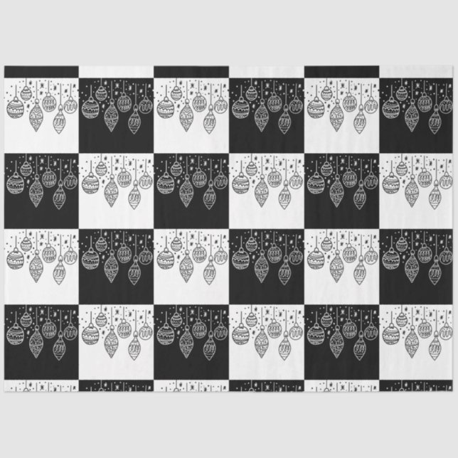 Elegante Schwarz-weiße Hanging Ornaments Moderne Seidenpapier (Vorderseite)