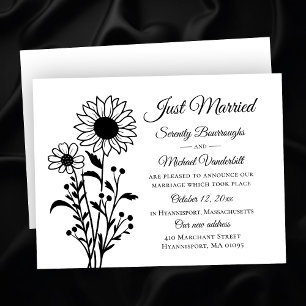 Elegante Schwarz-weiße Hochzeit Ankündigung