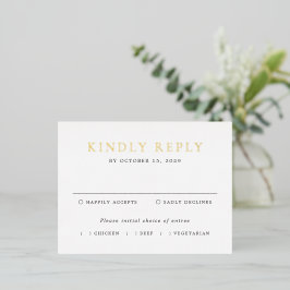 Elegante schwarz-weiße Hochzeit-Folie-RSVP-Karte Folie Einladungspostkarte