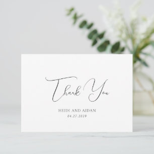 Elegante schwarz-weiße Hochzeit im Stil des alten  Dankeskarte