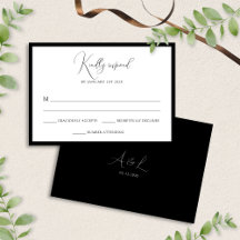 Elegante schwarz-weiße Hochzeit mit Monogramm-Rahm