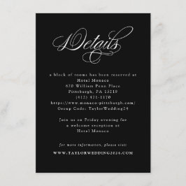 Elegante Schwarz-weiße Hochzeitdetails Begleitkarte
