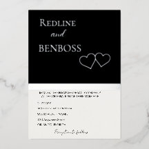 Elegante schwarz-weiße Hochzeitseinladung Silber